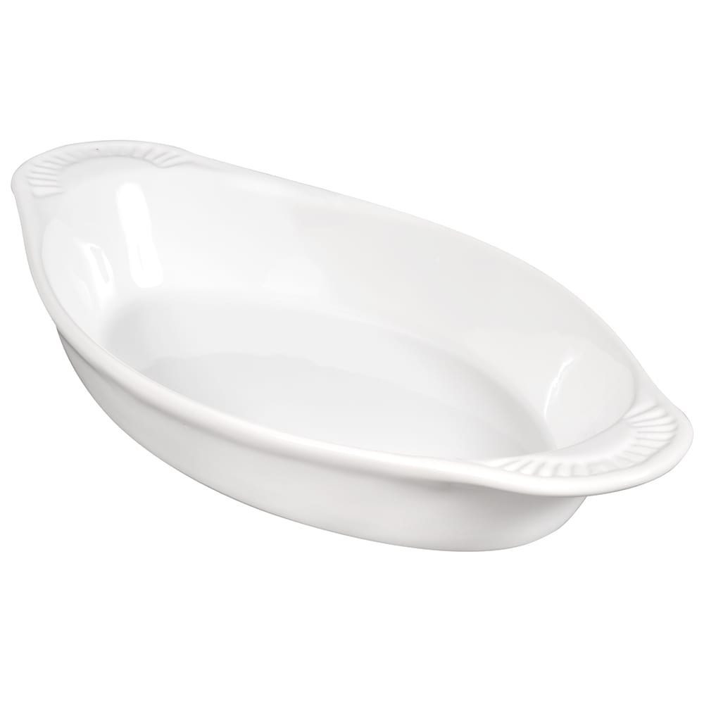 158-564015W 16 oz. Porcelain, Oval, Lasagna Baking Dish, White