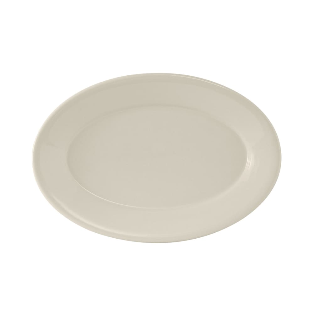 424-TRE014 12 5/8" x 8 3/4" Oval Reno Platter - Ceramic, American White/Eggshell