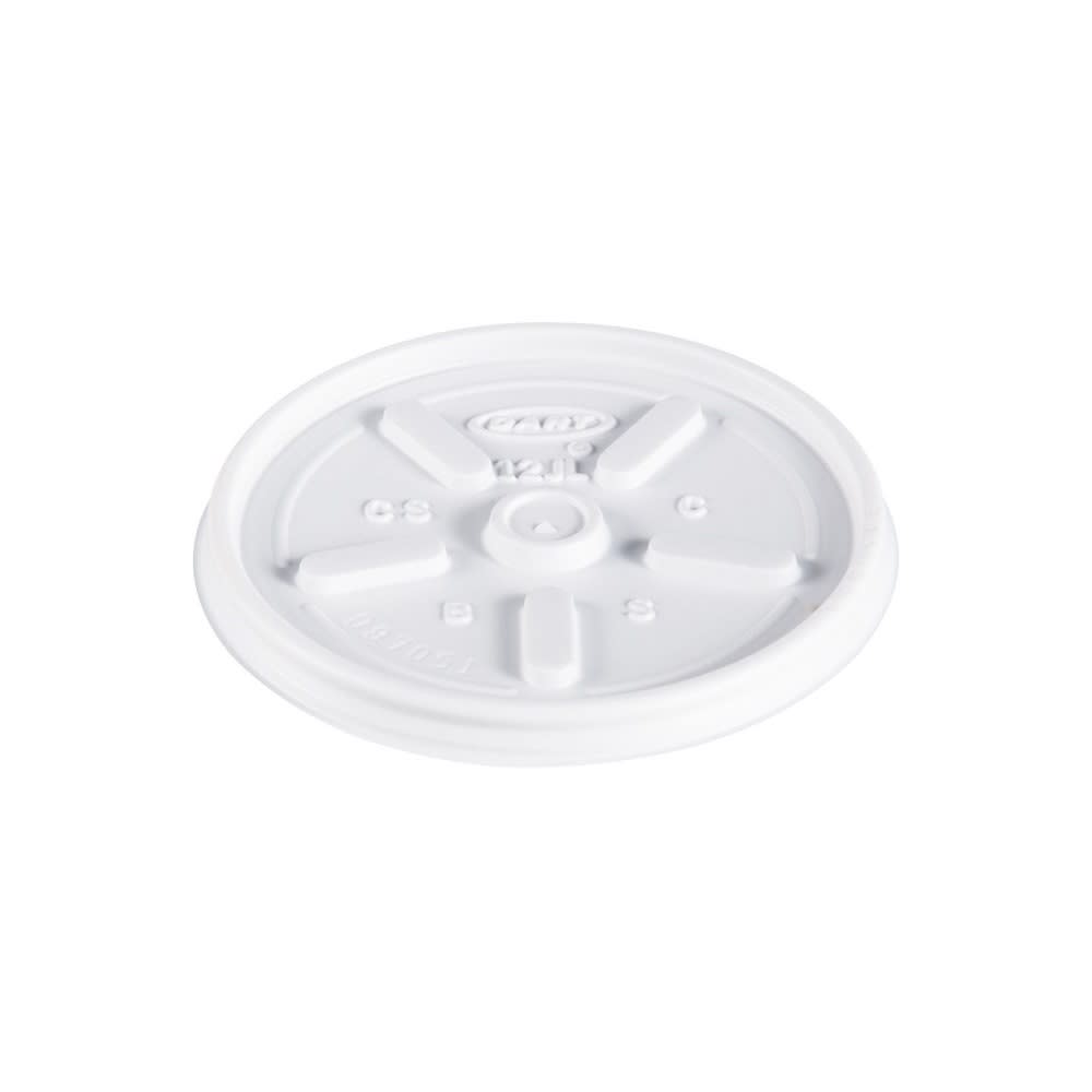 Dart 12JL Vented Lid for Foam Cups & Containers - Polystyrene, White