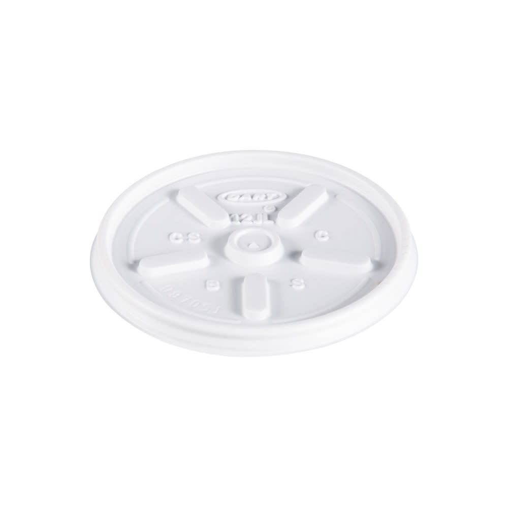 538-12JL Vented Lid for Foam Cups & Containers - Polystyrene, White