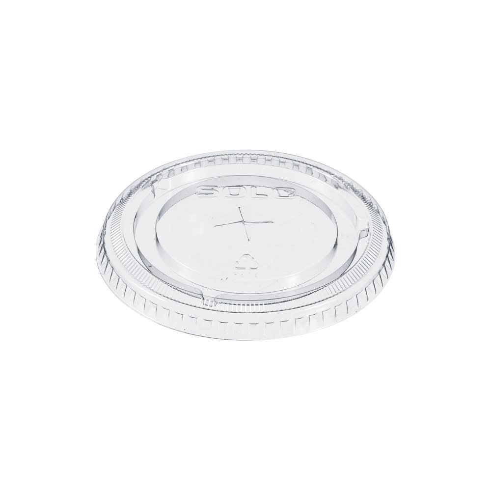 Dart 662TS Lid w/ Straw Slot for Plastic Cups - 3 7/10" Round, PET, Clear