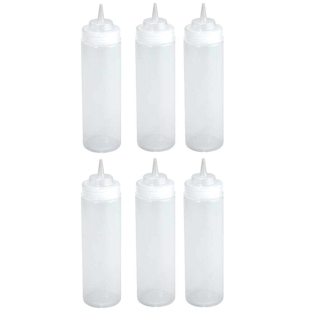 Choice 16 oz. Clear Wide Mouth Squeeze Bottle - 6/Pack