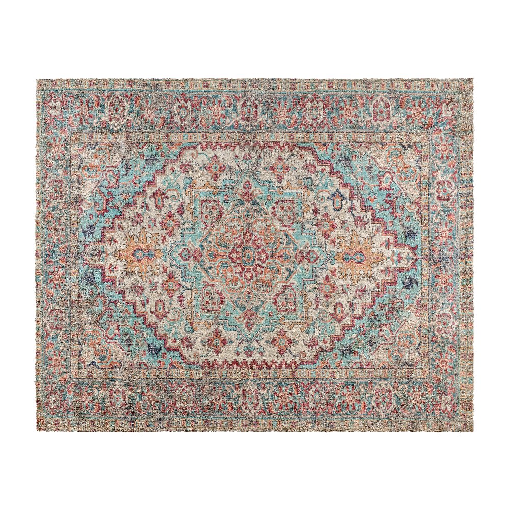 916-RCEG20210101810B Rectangular Area Rug w/ Distressed Medallion Design - 8' x 10', Po...