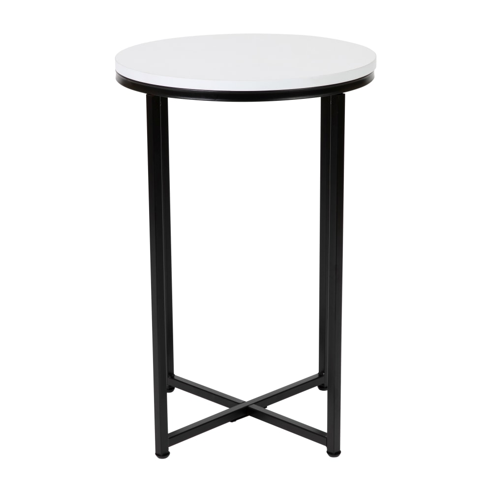 916-NANJH1787ETBKGG End Table w/ White Wood Top & Matte Black Metal Legs - 16"W x 16&quo...