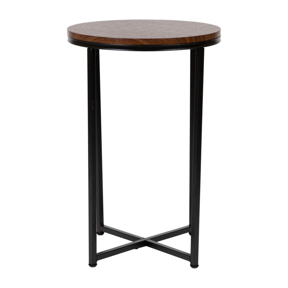 916-NANJH1787ETWALB End Table w/ Walnut Wood Top & Matte Black Metal Legs - 16"W x 16&qu...