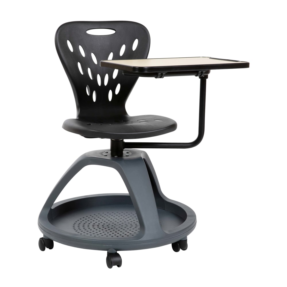 916-YUYCX019BKGG Mobile Desk Chair w/ Rotating Tablet Arm - Plastic, Black