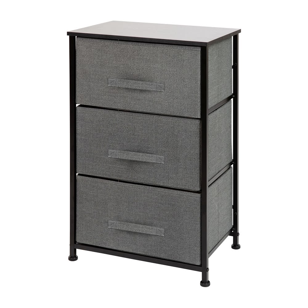 916-WX5L20XBKGR 17 3/4"W Storage Organizer w/ (3) Dark Gray Fabric Drawers, Black Cast Iron...