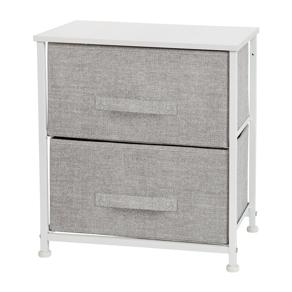 916-WX5L200WHGR 17 3/4"W Storage Organizer w/ (2) Light Gray Fabric Drawers, White Cast Iron...