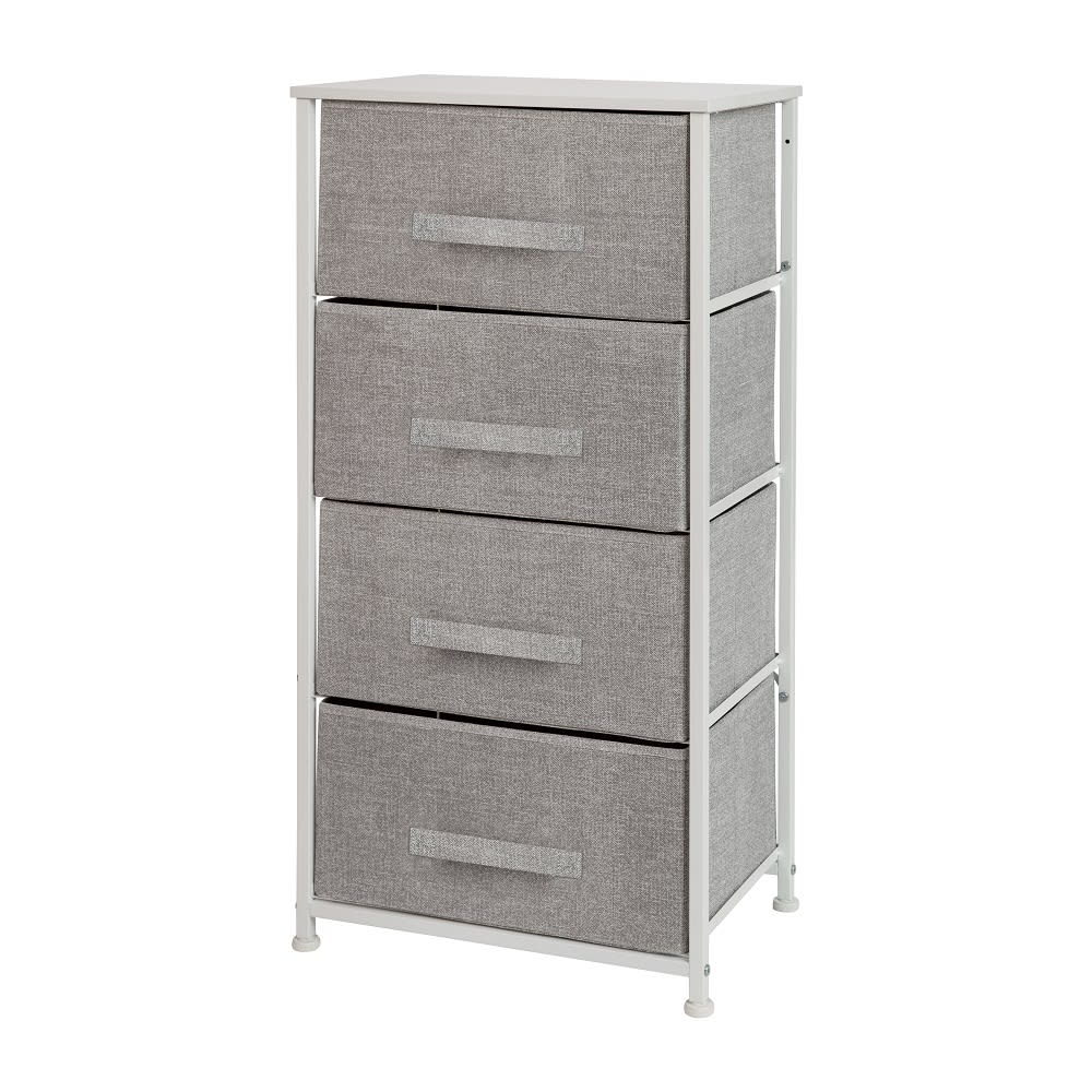 916-WX5L203XWHGR 17 3/4"W Storage Organizer w/ (4) Light Gray Fabric Drawers, White Cast Iro...