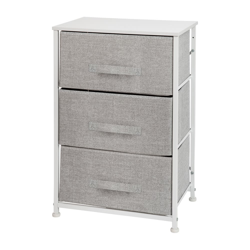 916-WX5L20XWHGR 17 3/4"W Storage Organizer w/ (3) Light Gray Fabric Drawers, White Cast Iron...