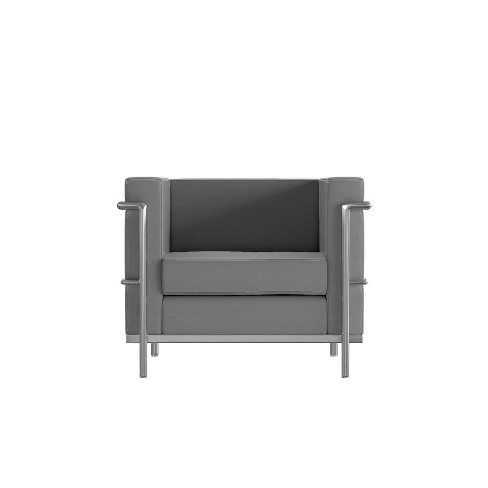 916-ZBREGAL8101CHAIR Arm Chair - Gray LeatherSoft Upholstery, Stainless Legs