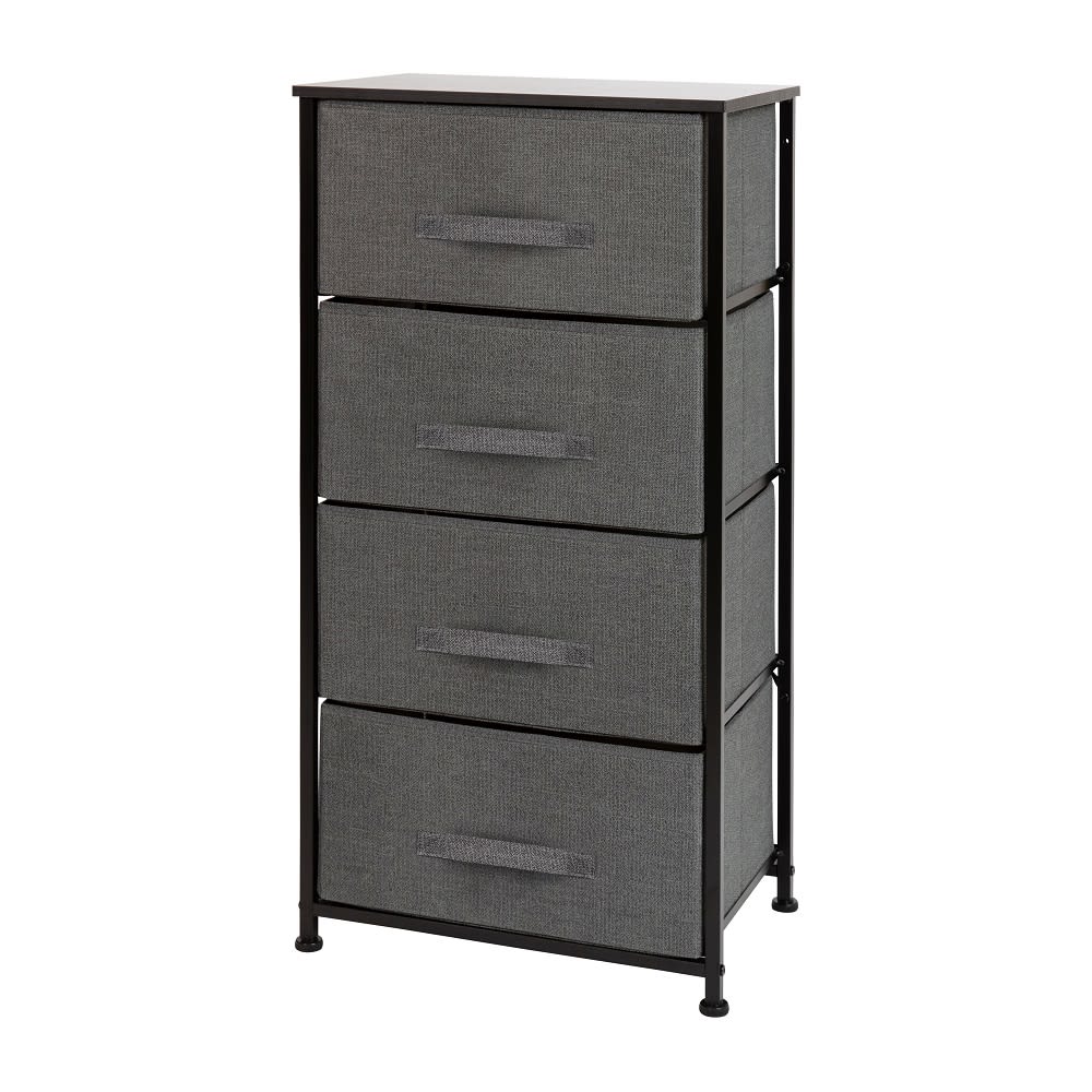 916-WX5L203XBKGR 17 3/4"W Storage Organizer w/ 4 Dark Gray Fabric Drawers, Black Cast Iron F...