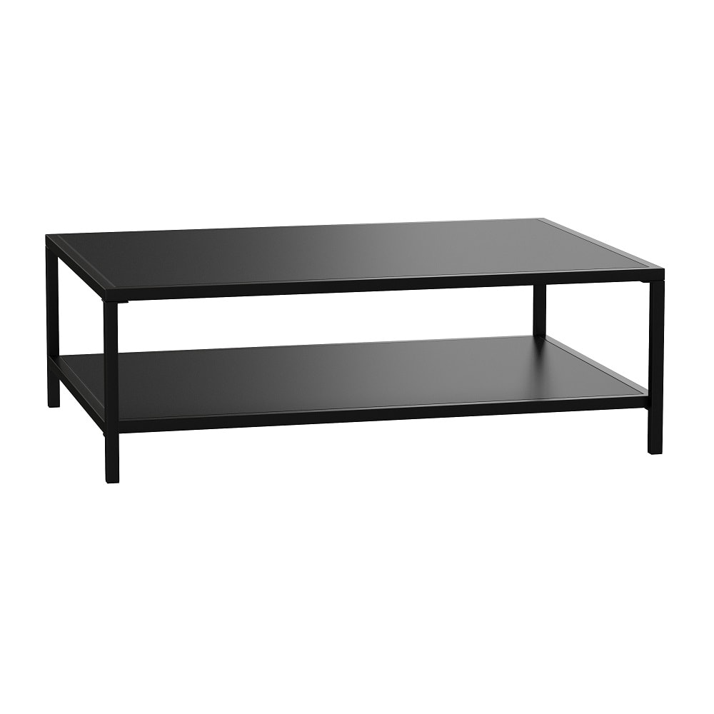 916-XUT6R60USO2TBK Rectangular Patio Coffee Table w/ Storage Shelf - 45" x 32", Steel,...