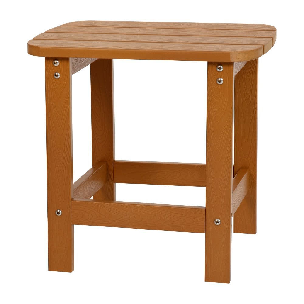 916-JJT14001TEAKGG Rectangular Adirondack Side Table - 18 3/4" x 15", Poly Resin, Teak