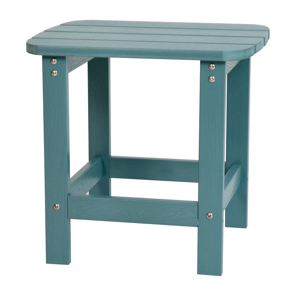 916-JJT14001TLGG Rectangular Adirondack Side Table - 18 3/4" x 15", Poly Resin, Teal