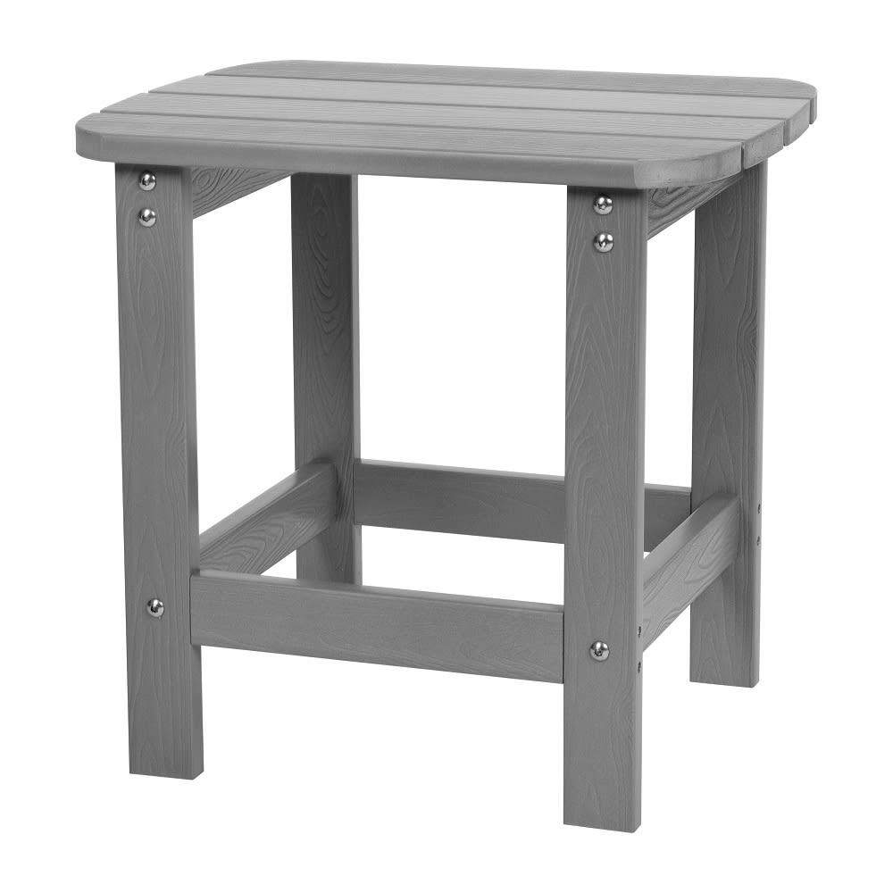 916-JJT14001GYGG Rectangular Adirondack Side Table - 18 3/4" x 15", Poly Resin, Gray