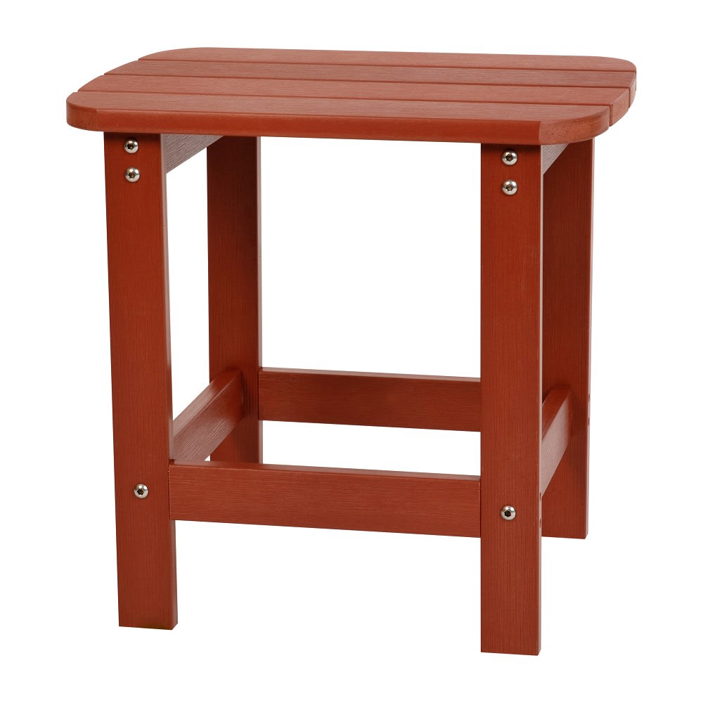 916-JJT14001REDGG Rectangular Adirondack Side Table - 18 3/4" x 15", Poly Resin, Red