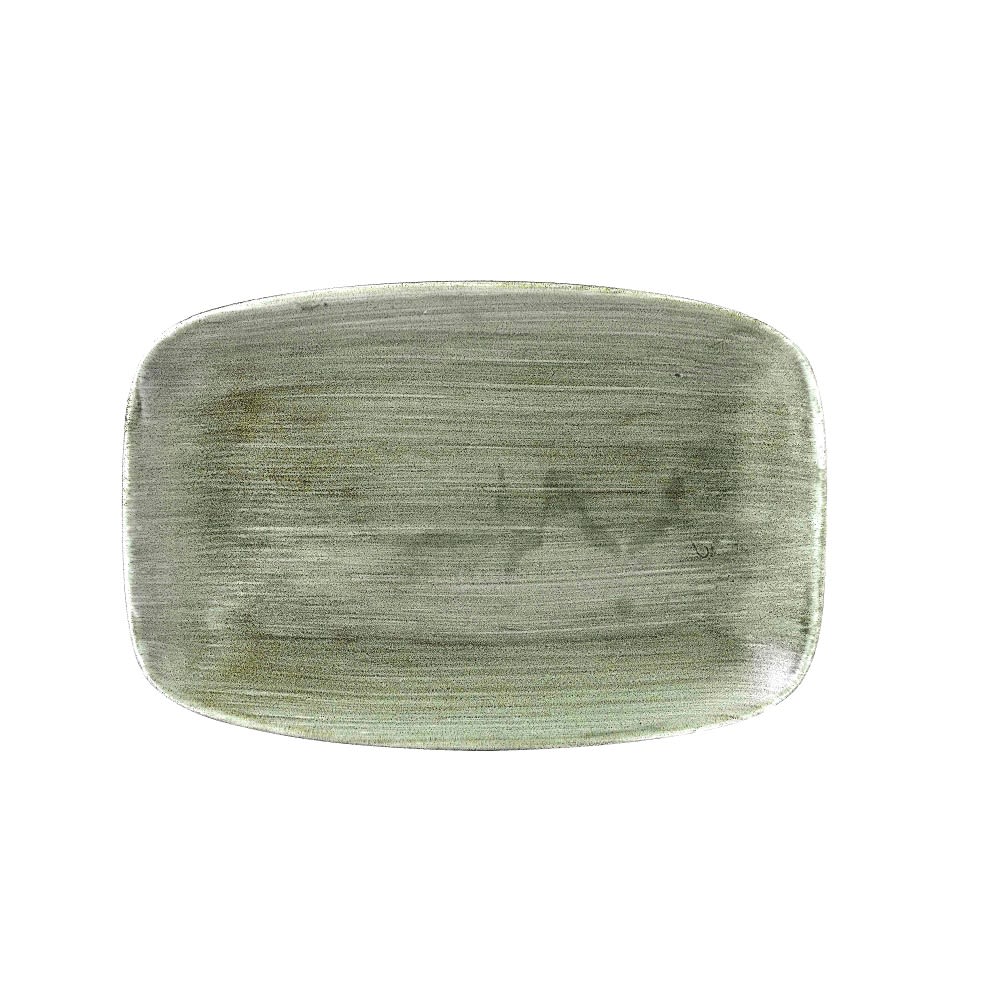 893-PABGOBL41 12" x 7 4/5" Oblong Patina Chef's Plate - Ceramic Burnished Green