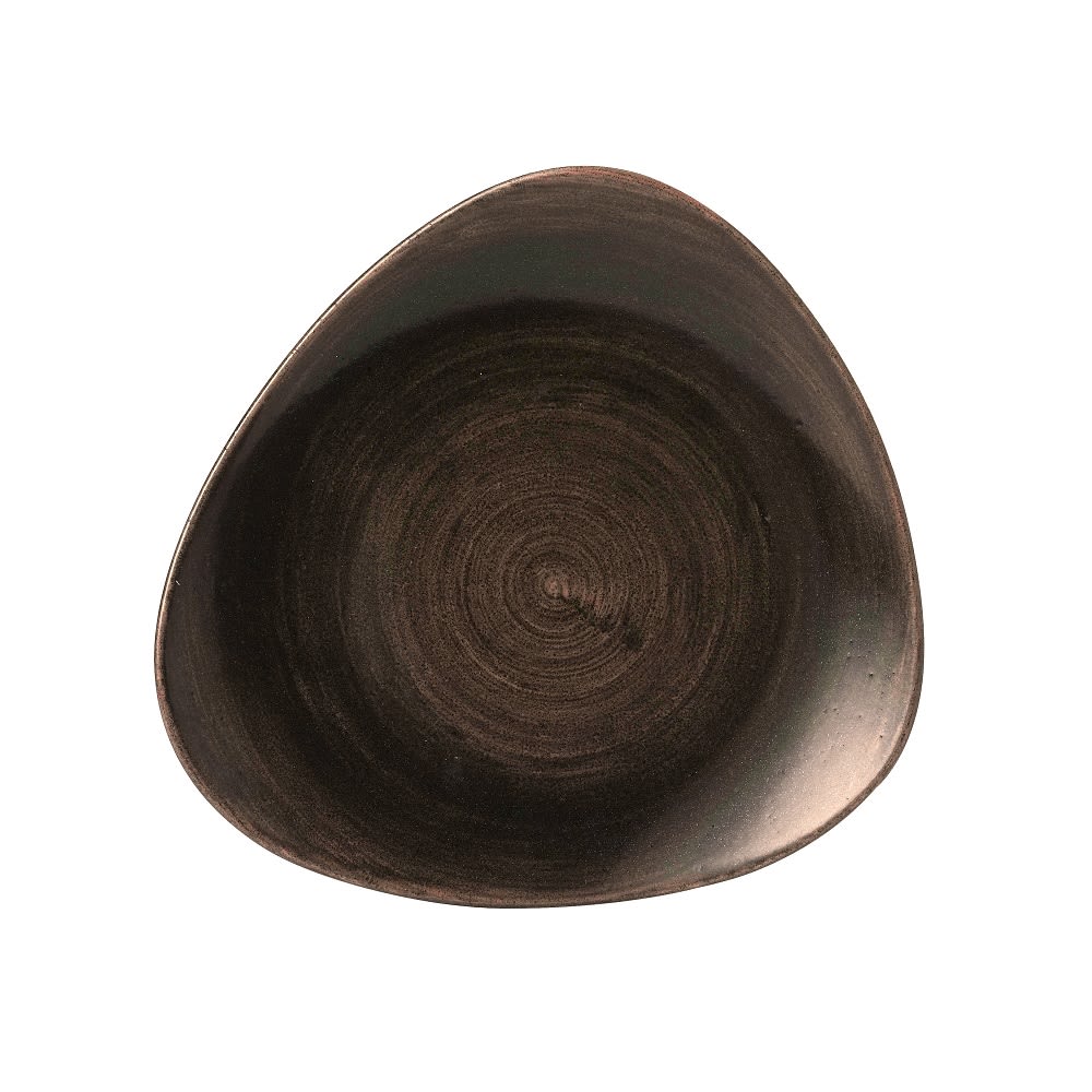 893-PAIBTR101 10 1/2" Triangular Patina Plate - Ceramic, Iron Black