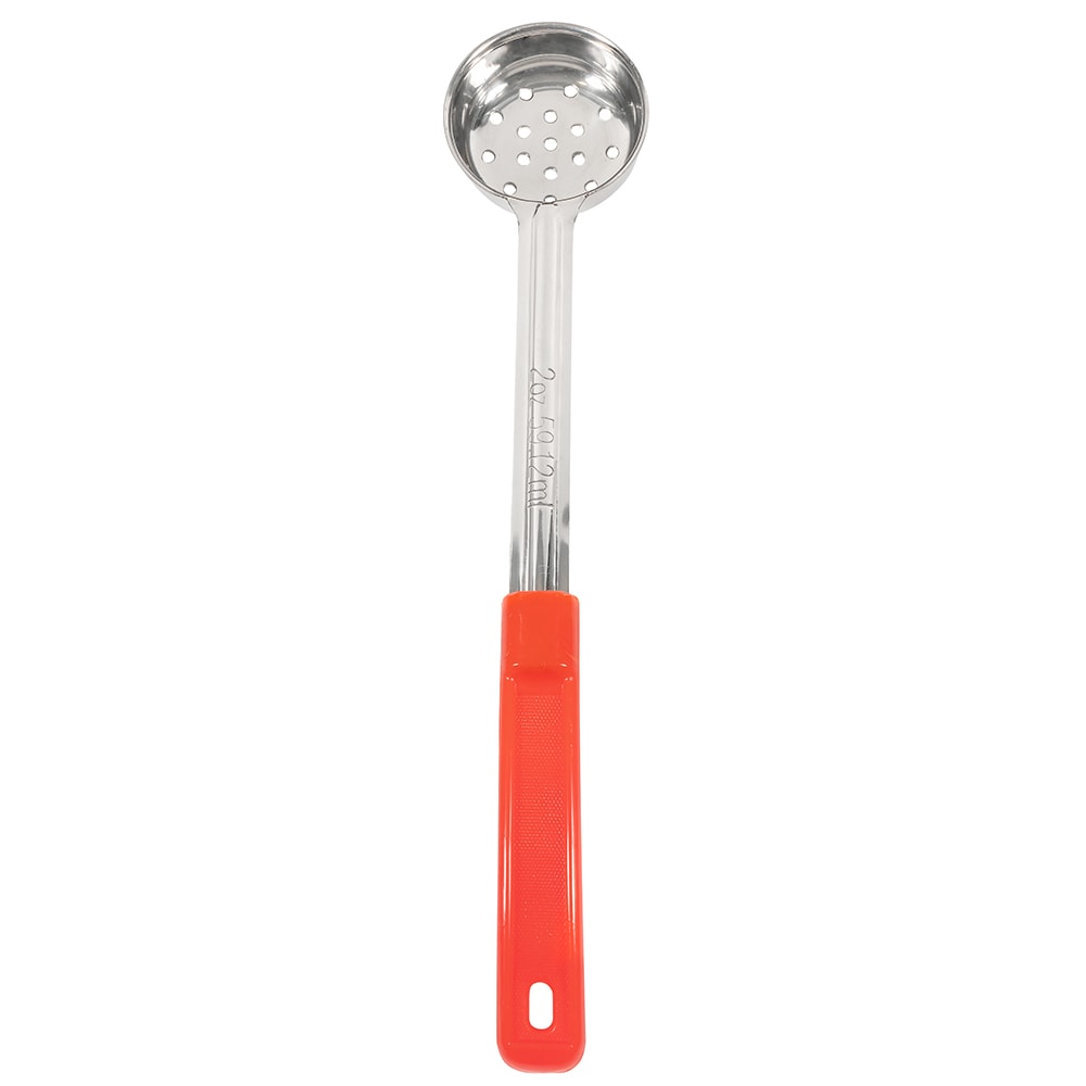 166-SPNP2 2 oz Ladle Style Perforated Bowl, 2 1/2 in, Grip Handle, Red