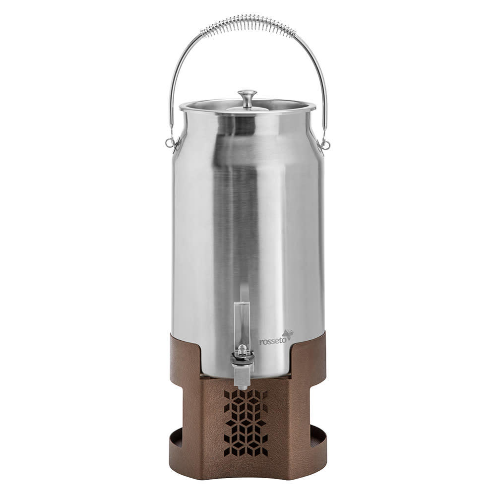 209-LD205 3 gal Milk Urn w/ Ice Basket, Brushed Stainless/Bronze Base