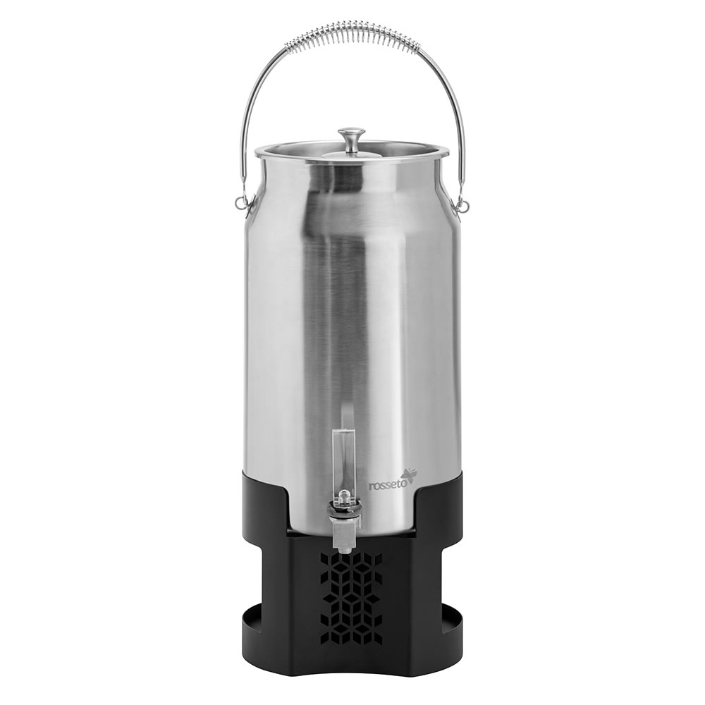 209-LD204 3 gal Milk Urn w/ Ice Basket, Brushed Stainless/Black Matte Base