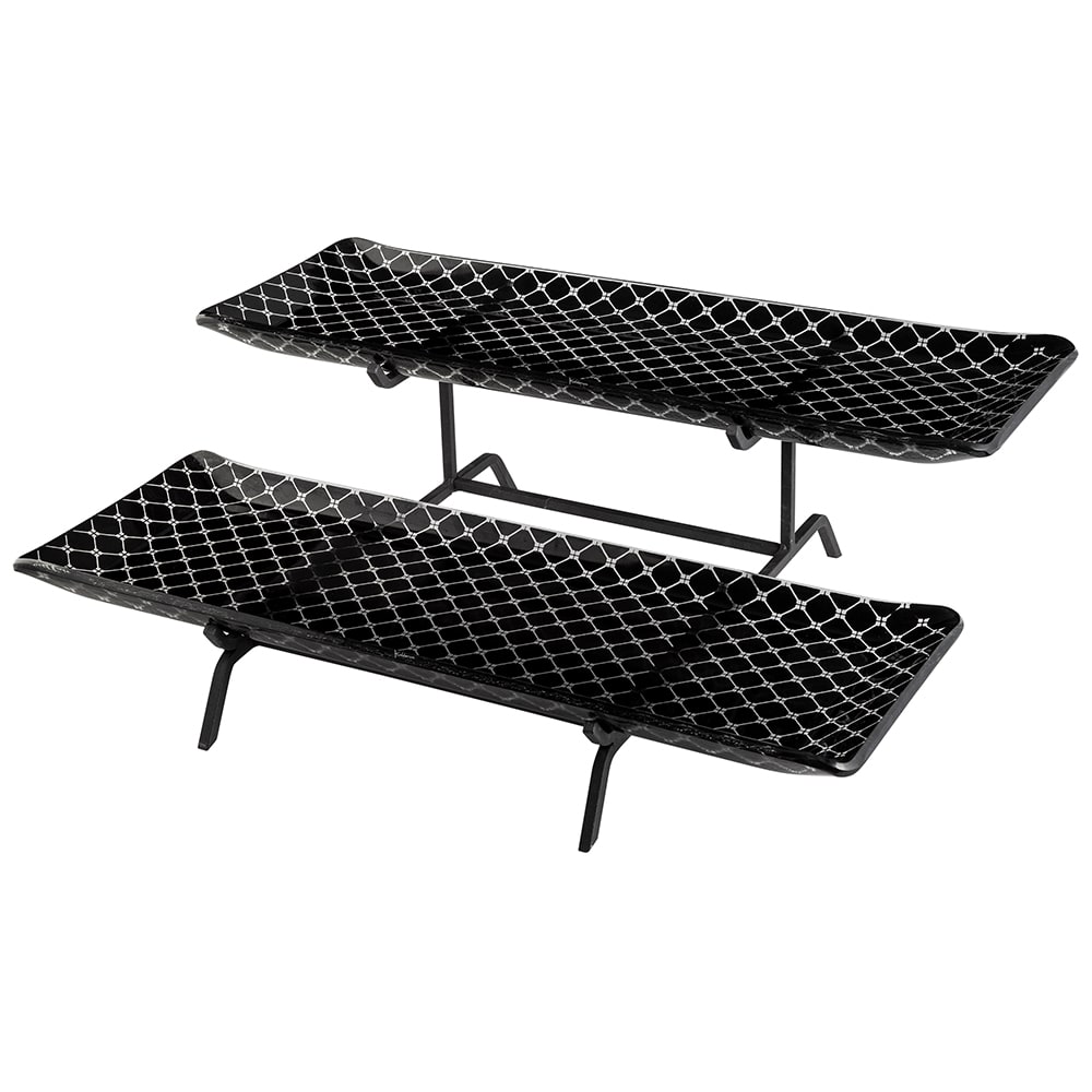 209-GST02B 2 Level Display Stand w/ (2) Rectangular Glass Trays, Zenit Black