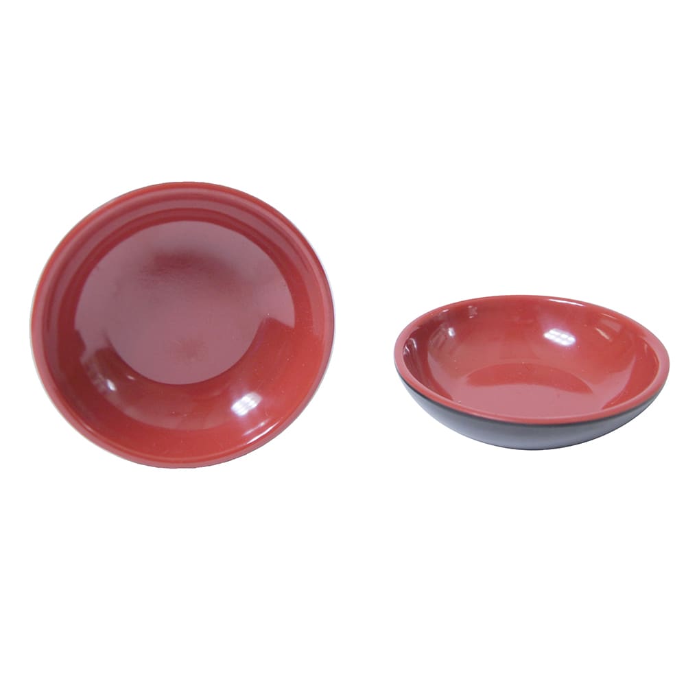 438-1101JBR 1 oz Melamine Sauce Dish, Red/Black