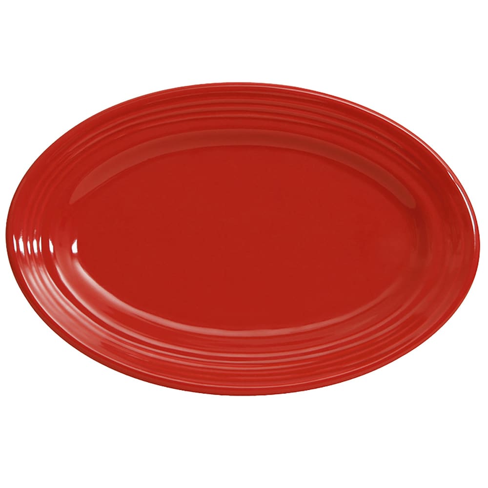 424-CQH096 9 3/4" x 6 1/2" Oval Concentrix®© Platter - Ceramic, Cayenne
