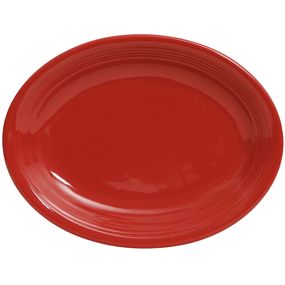424-CQH1142 11 1/2" x 8 3/4" Oval Concentrix®© Platter - Ceramic, Cayenne