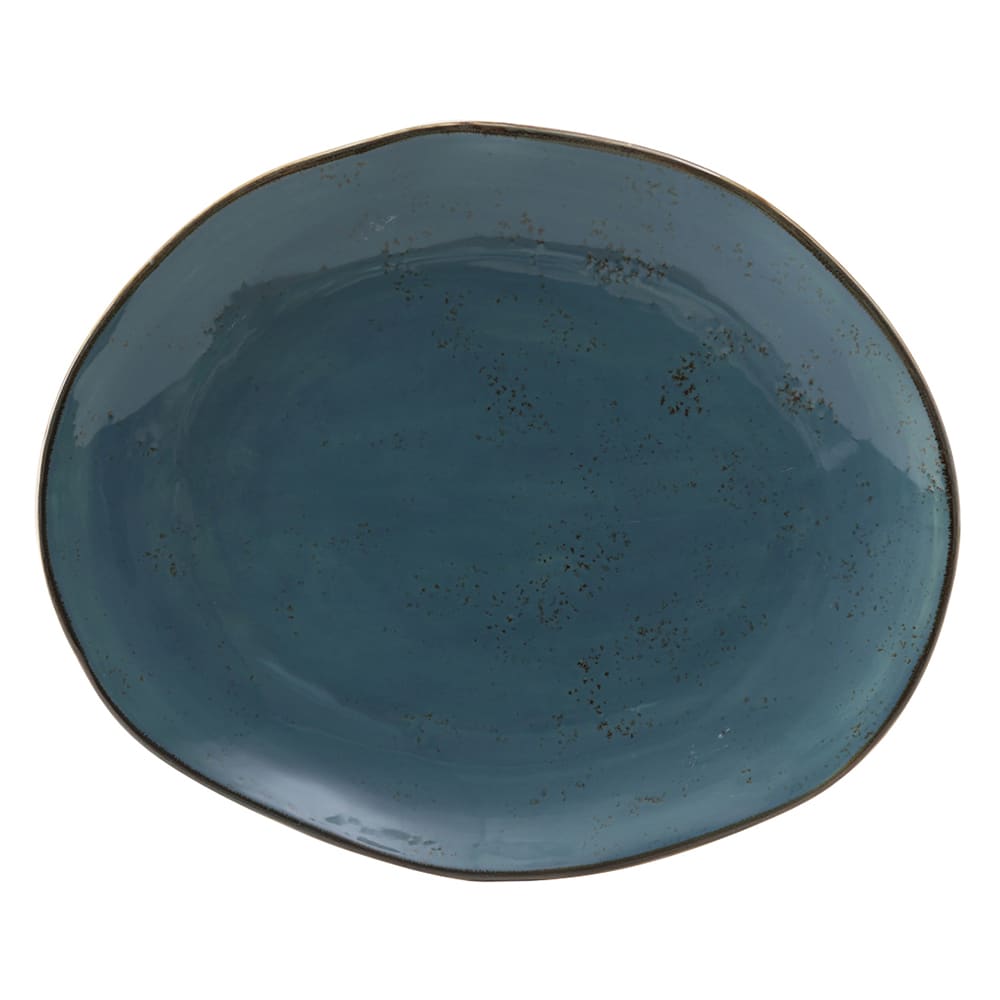 424-GGE023 13 1/4" x 11" Free Form Artisan Geode Platter - Porcelain, Azure