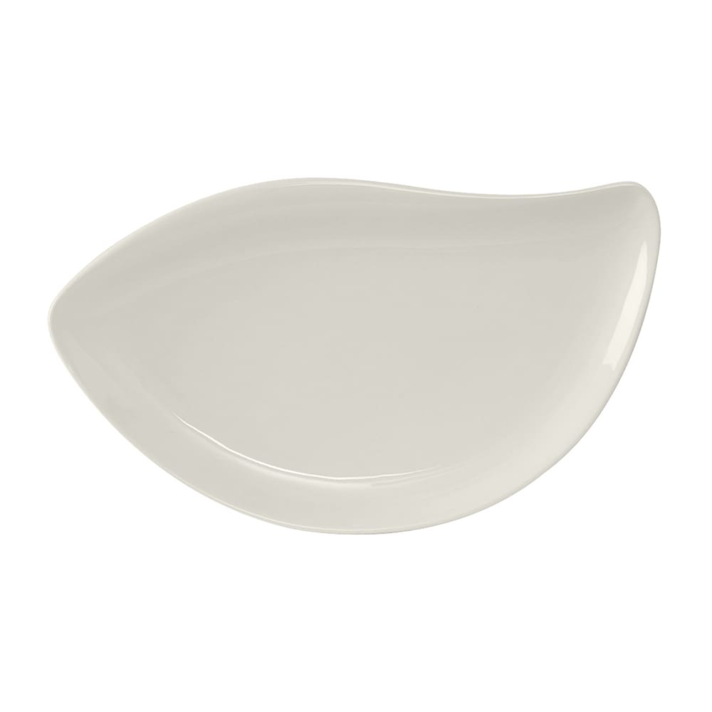 424-AMU651 15 1/4" x 8 3/4" Leaf AlumaTux®© Platter - Ceramic, Pearl White