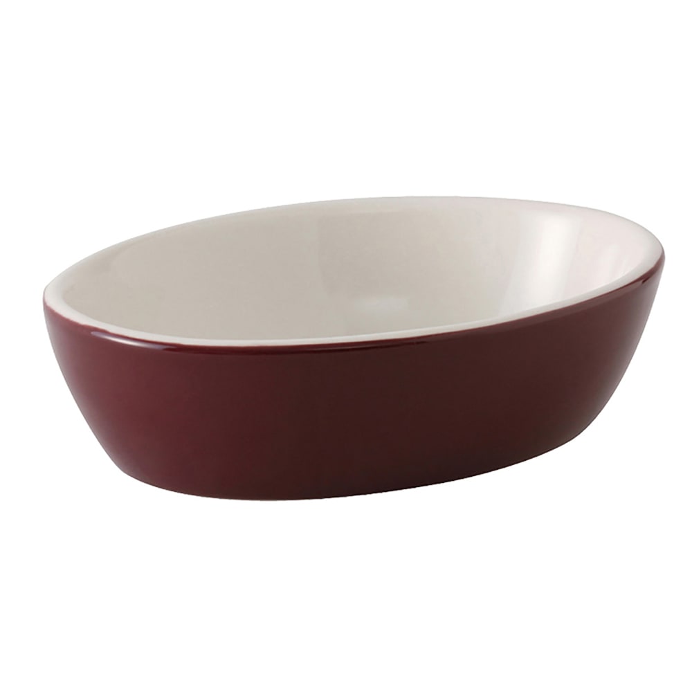 424-B7K160 16 oz Oval DuraTux®© Casserole Dish - Ceramic, Burgundy/Eggshell