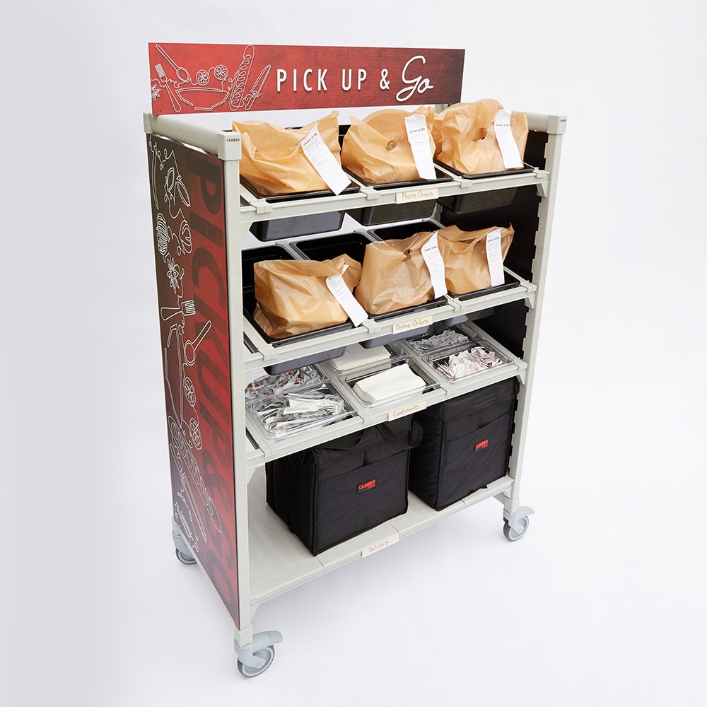 144-CPM244867FX2480 Mobile Flex Station Unit w/ (3) Open Shelves & (1) Solid Shelf - Steel/Po...