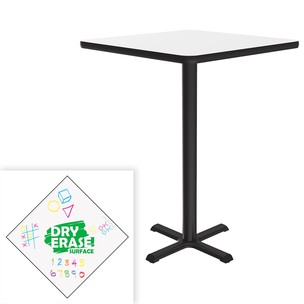 228-BXB24DES 24" Square Bar Height Table - Dry Erase Markerboard Top, Cast Iron Base