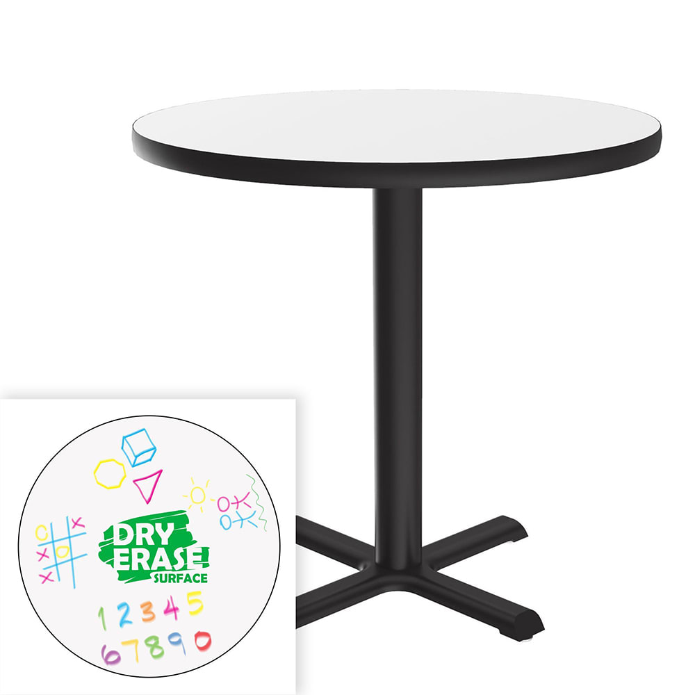 228-BXT48DER 48" Round Café/Breakroom Table w/ Dry Erase Markerboard Top, 29"H