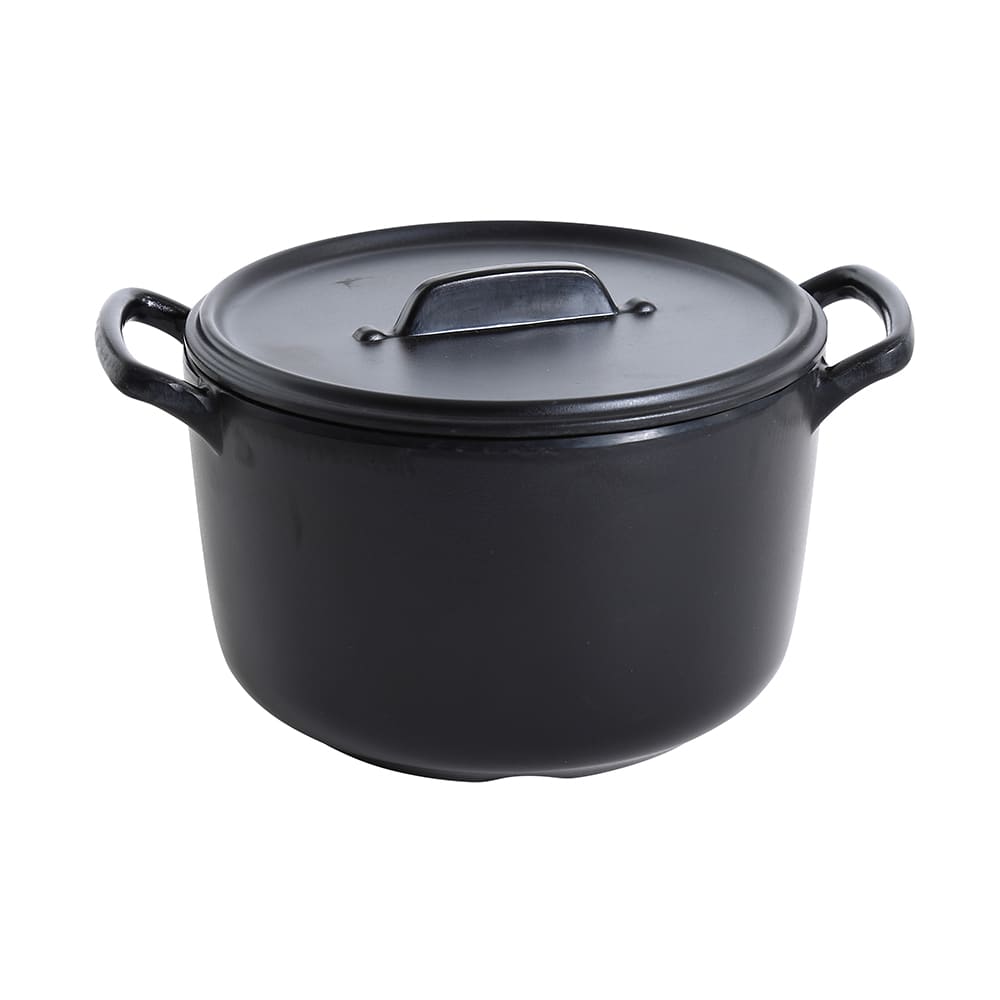 614-BP4105 25 oz Round Melamine Bowl w/ Handles and Lid, Black