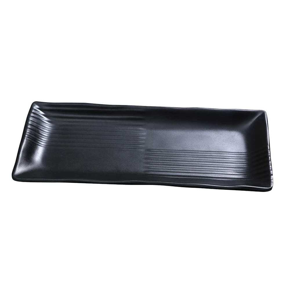 614-BP2212 Rectangular Melamine Plate - 12" x 5 1/2", Black