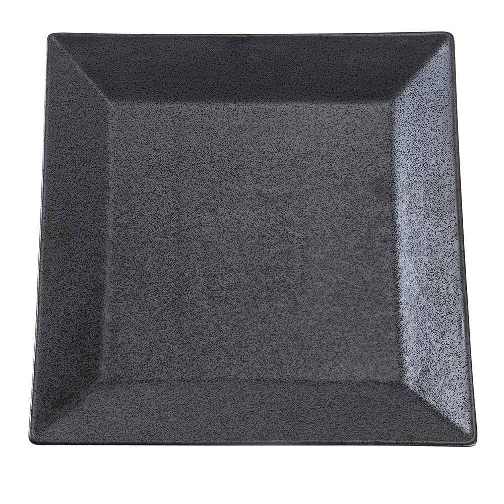 614-DB508 8" Square Diamond Black Plate - Porcelain, Black
