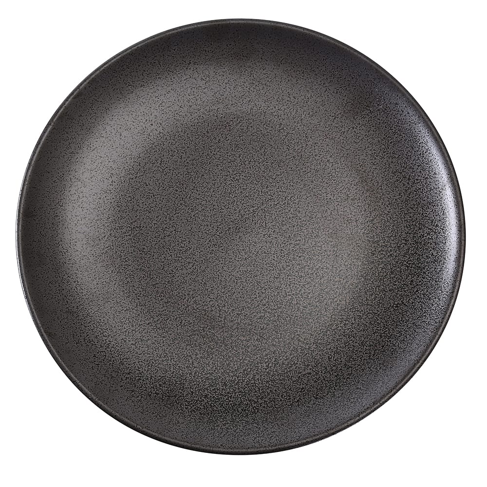 614-DB112 12" Round Diamond Black Plate - Porcelain, Black