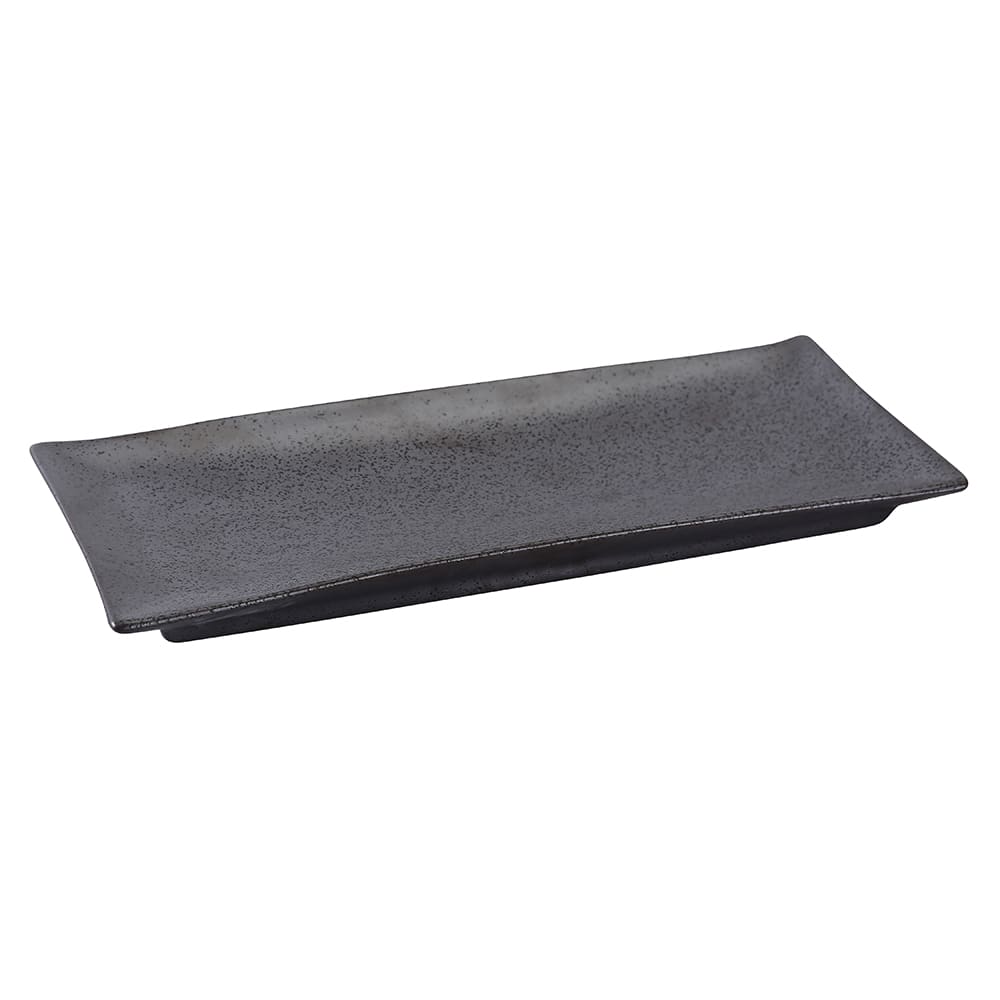 614-DB411 Rectangular Diamond Black Plate - 10 1/2" x 4 3/8", Porcelain, Black