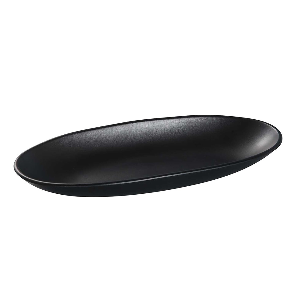 614-BP4113 Boat Shaped Melamine Plate - 12 3/4" x 5 1/2", Black