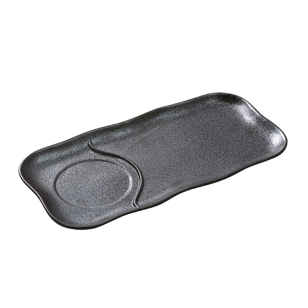 614-DB4112 Rectangular Diamond Black Compartment Plate - 12" x 6", Porcelain, Black
