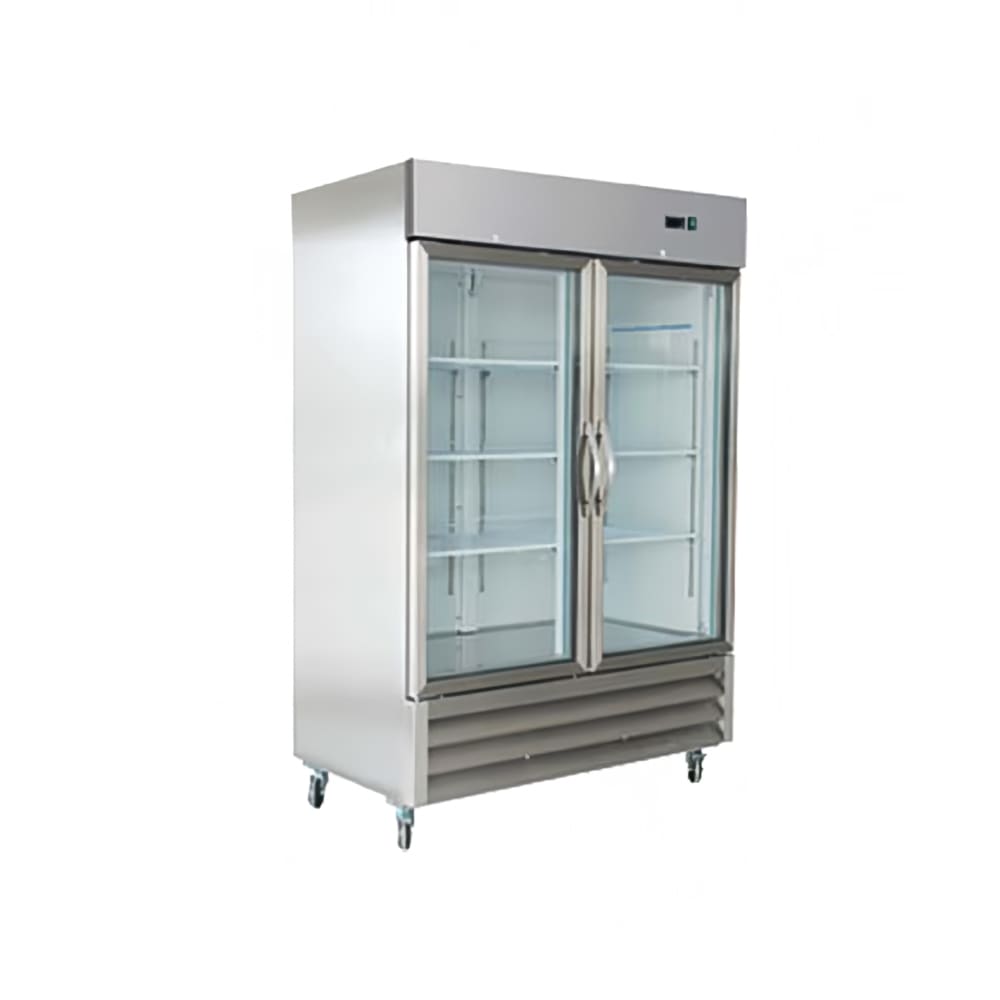 IKON IB54RG 53 9/10" Two Section Reach In Refrigerator, (2) Left/Right Hinge Glass Doors, 115v