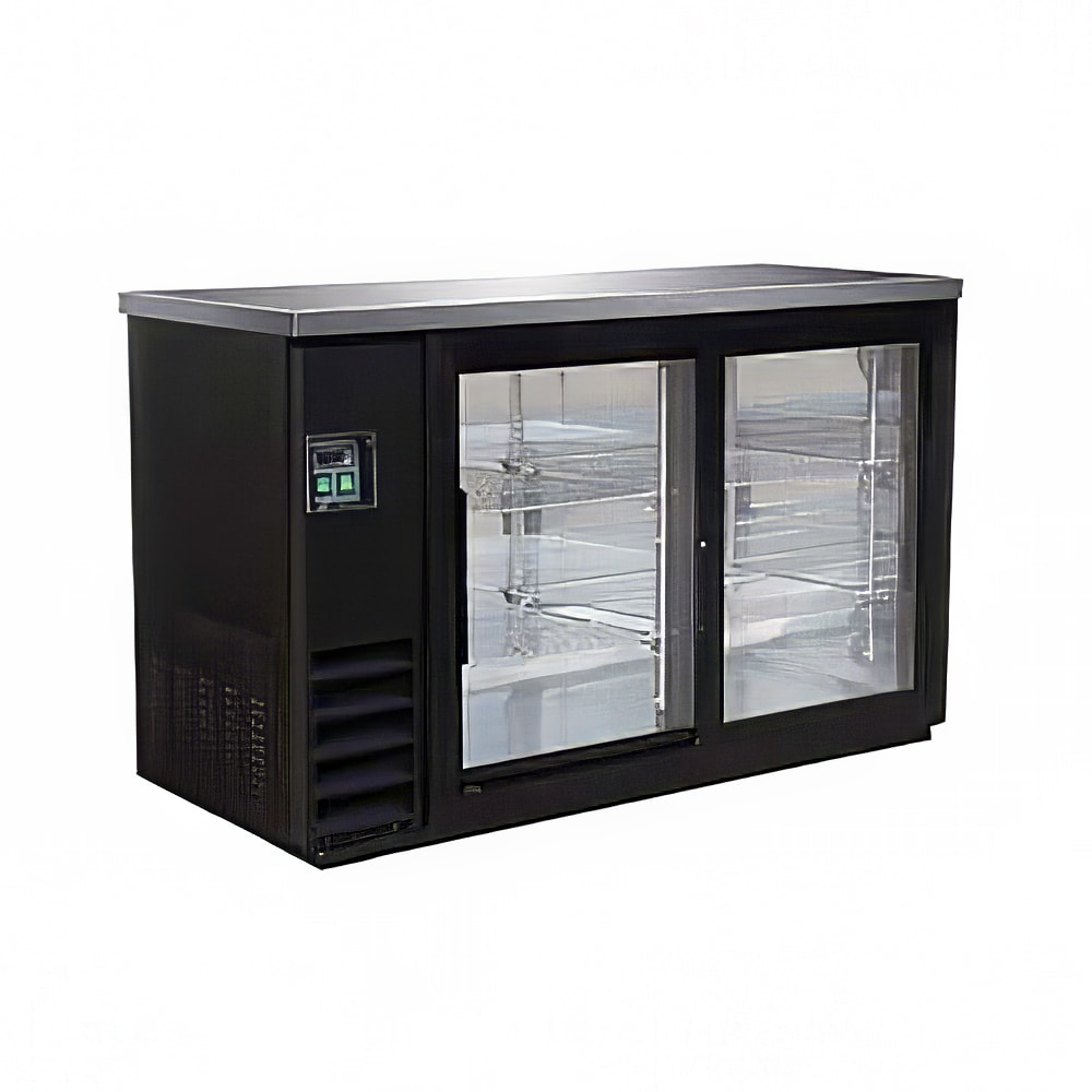 IKON IBB61-2G-24SD 61 1/10" Bar Refrigerator - 2 Sliding Glass Doors, Black, 115v