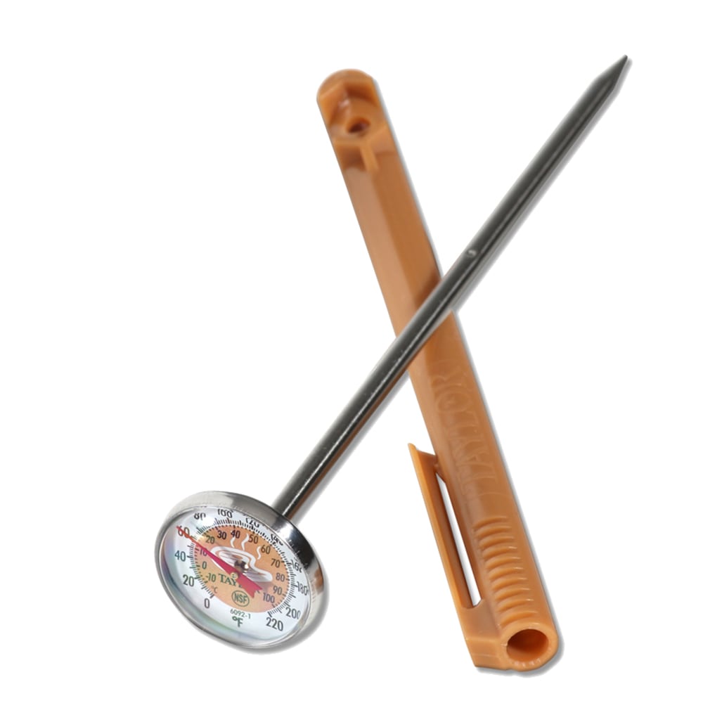 383-6092NBRBC 1" Food Safety Thermometer w/ 5" Stem - 0 to 220°F, Brown