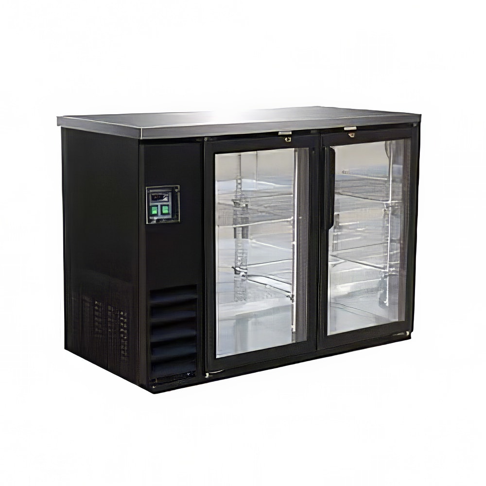 IKON IBB49-2G-24 49 1/10" Bar Refrigerator - 2 Swinging Glass Doors, Black, 115v