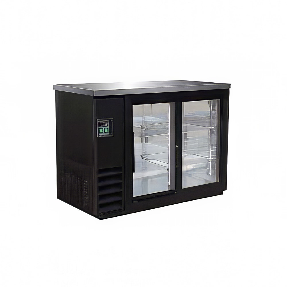 IKON IBB49-2G-24SD 49 1/10" Bar Refrigerator - 2 Sliding Glass Doors, Black, 115v