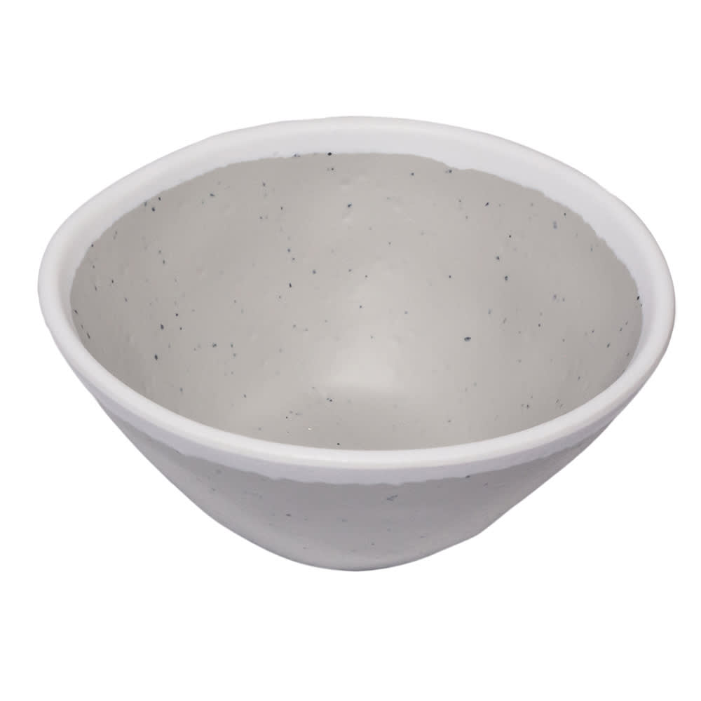 284-B81DVG 8 oz Round Melamine Side Salad/Soup/Side Dish/Bouillon Bowl, Dove Gray w/ White Trim