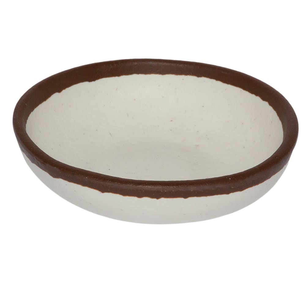 284-B55CRM 4 1/2 oz Melamine Ramekin/Monkey Dish/Side Bowl, Cream w/ Brown Trim